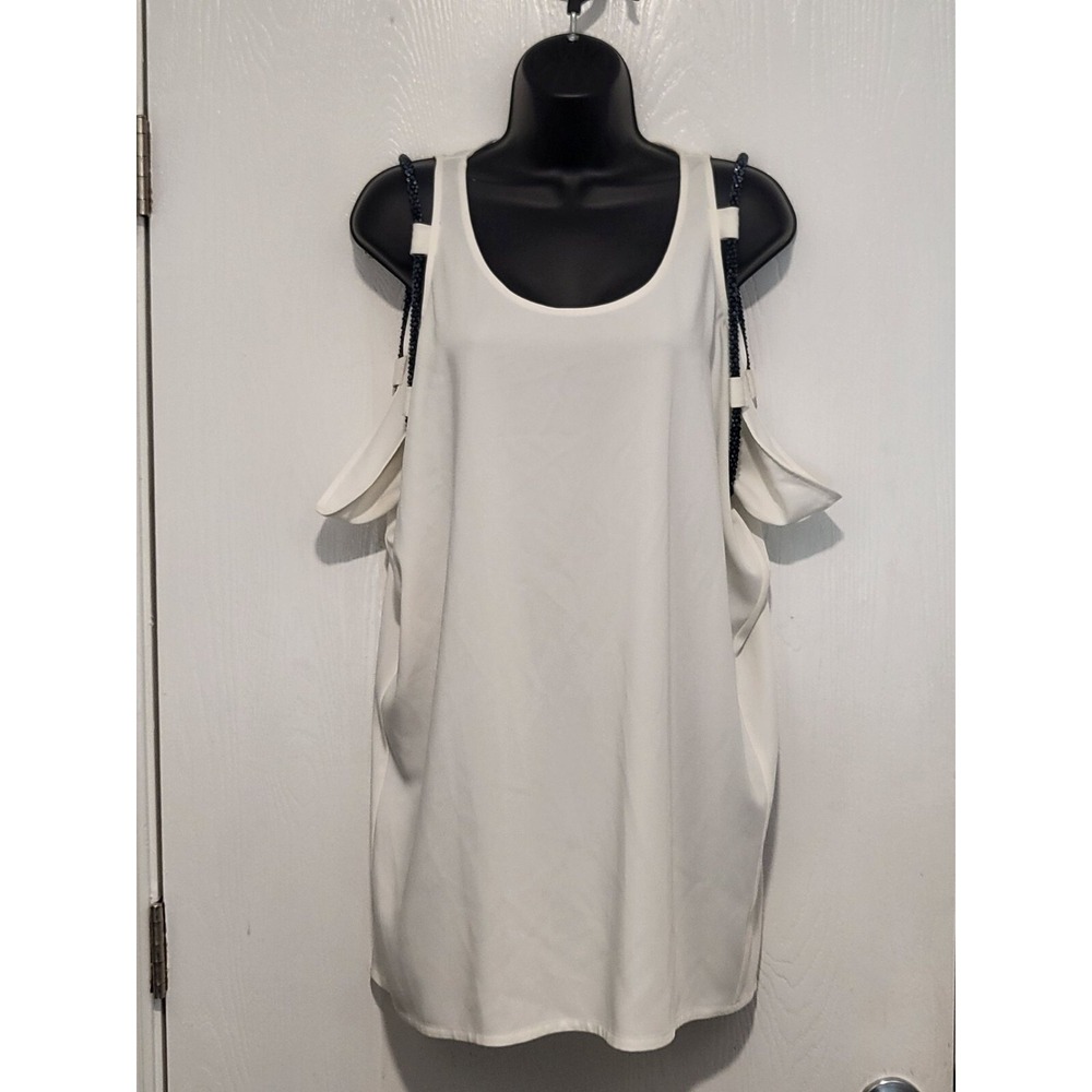 Alberto Makali New York Sleeveless Top Women M White Rhinestone Jeweled Strap‎